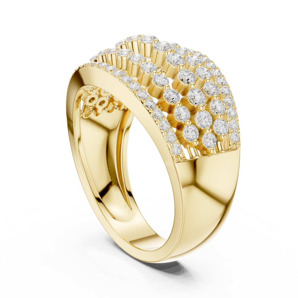 multi row round lab diamond wide band ring - view 5