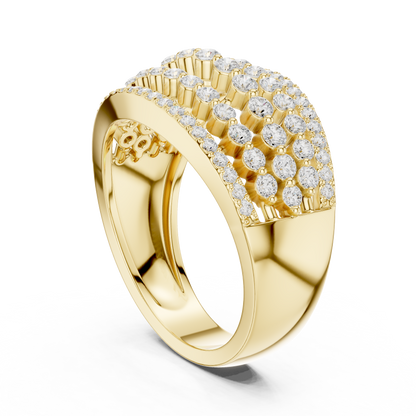 Multi Row Round Lab Diamond Wide Band Ring - View 5