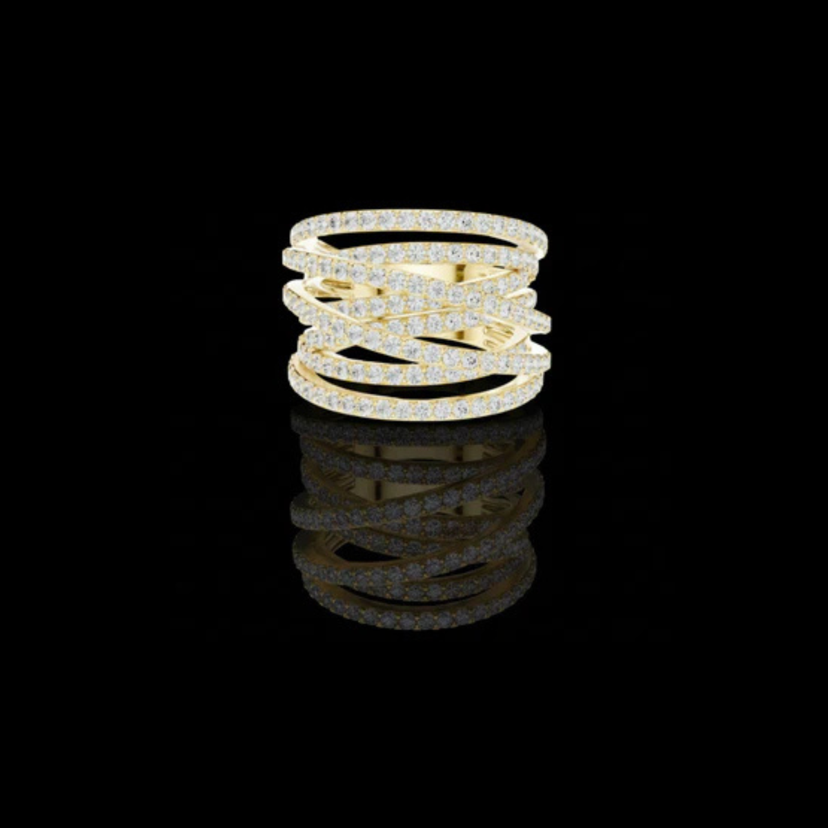 Round Cut Lab Diamond Multi Row Crossover Statement Ring