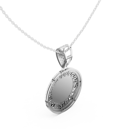 Greek Key Pattern Statement Charm Featuring Round Lab Grown Diamond - View 9