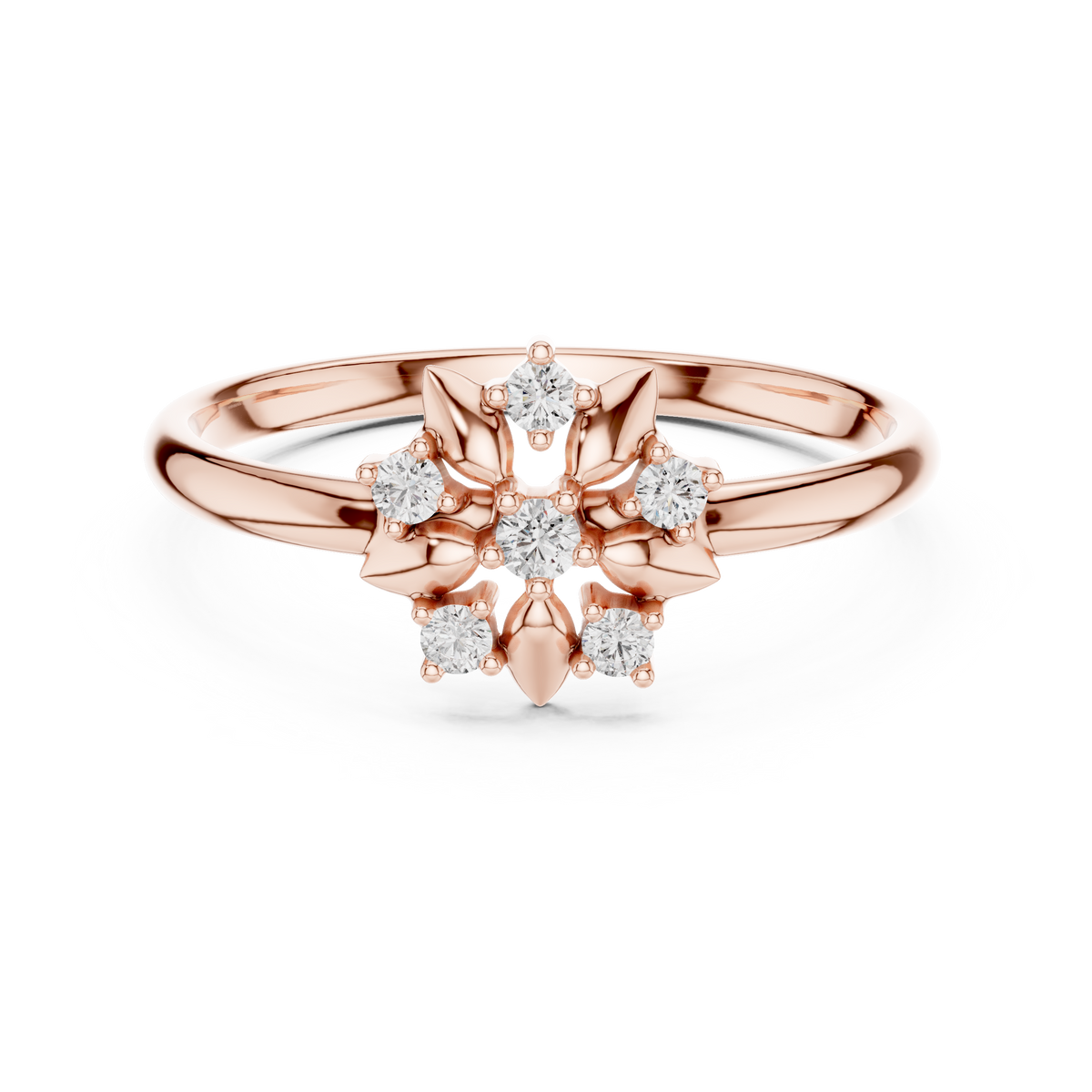 round lab diamond floral cluster delicate ring - view 5
