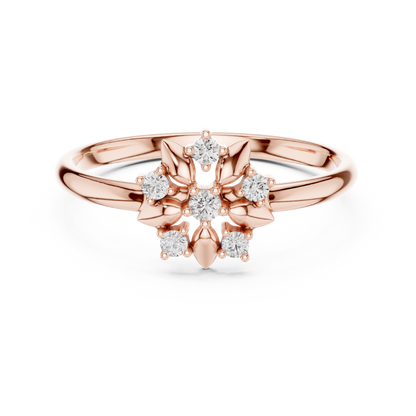 Round Lab Diamond Floral Cluster Delicate Ring - View 5