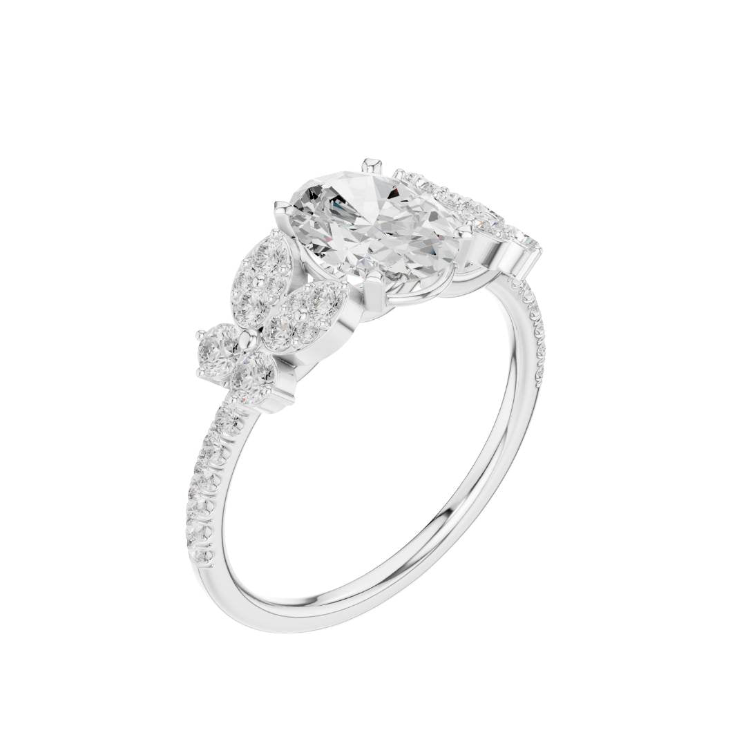 oval lab diamond cluster setting engagement ring - view 6