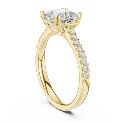 Princess Cut Moissanite Diamond Double Pave Solitaire Engagement Ring - View 10