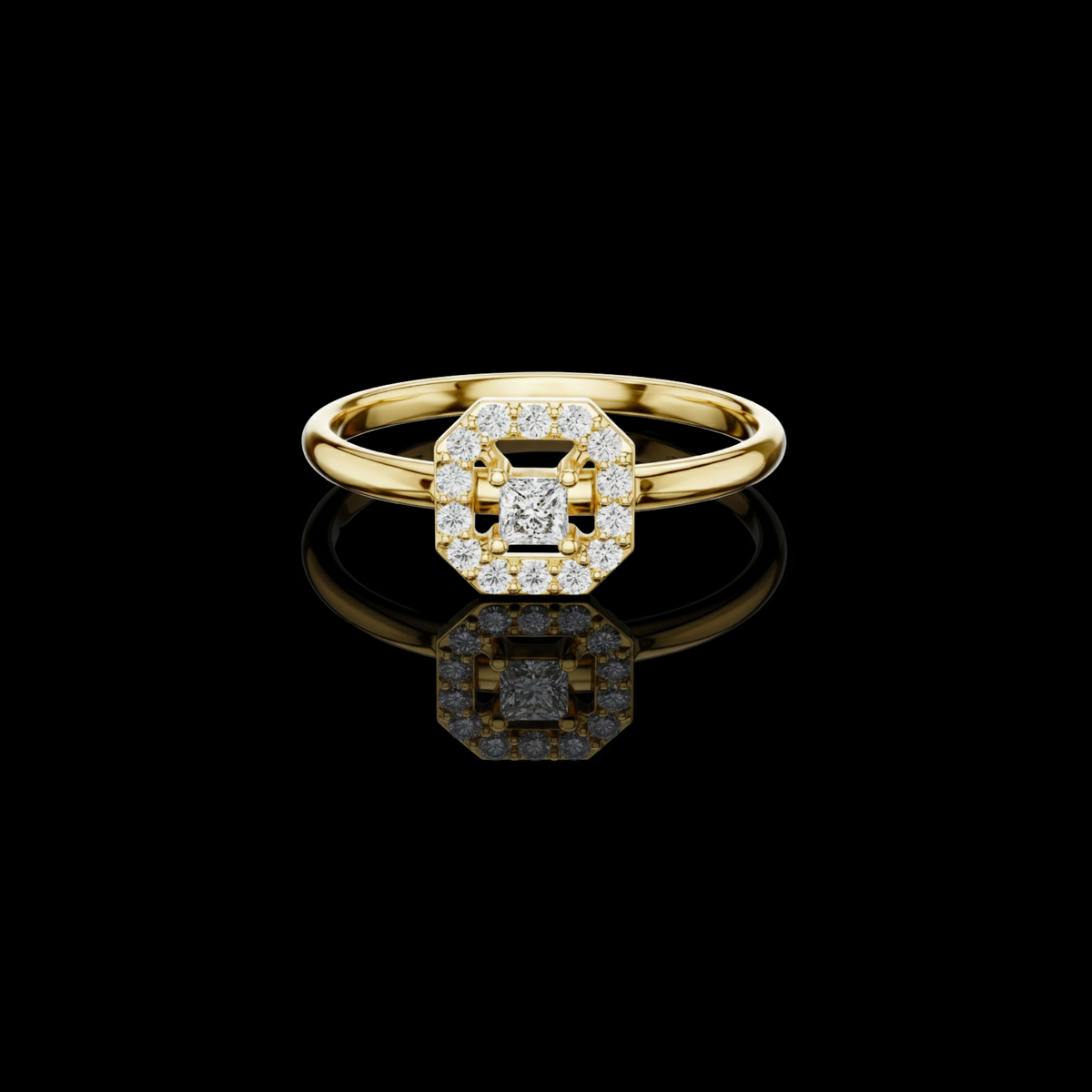 Princess Cut Octagonal Halo Lab Diamond Ring