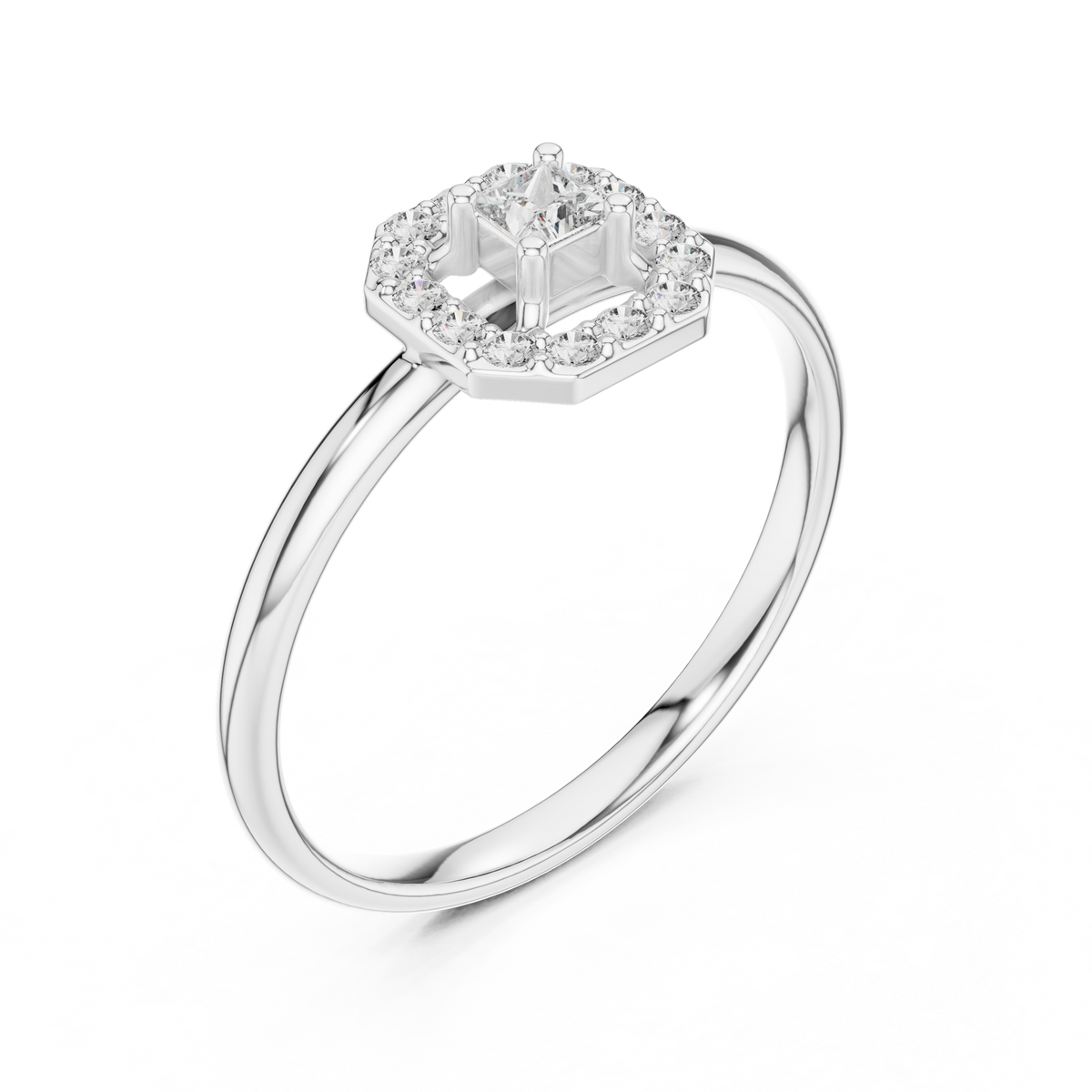 princess cut octagonal halo lab diamond ring - view 4