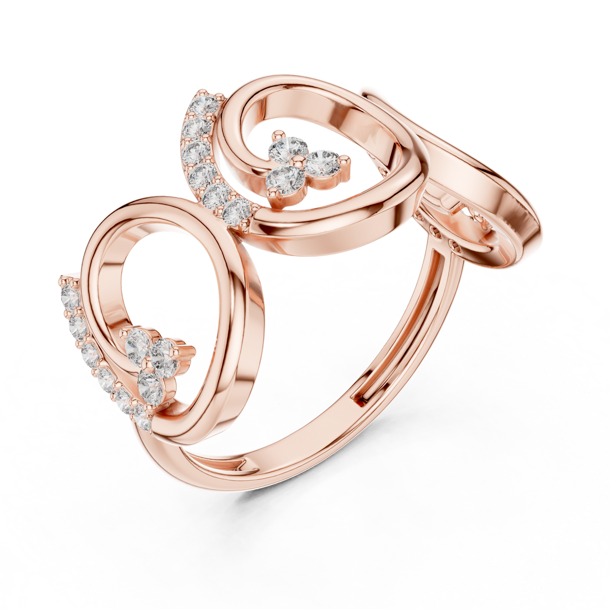 open circle pavé round lab diamond geometric statement ring - view 5