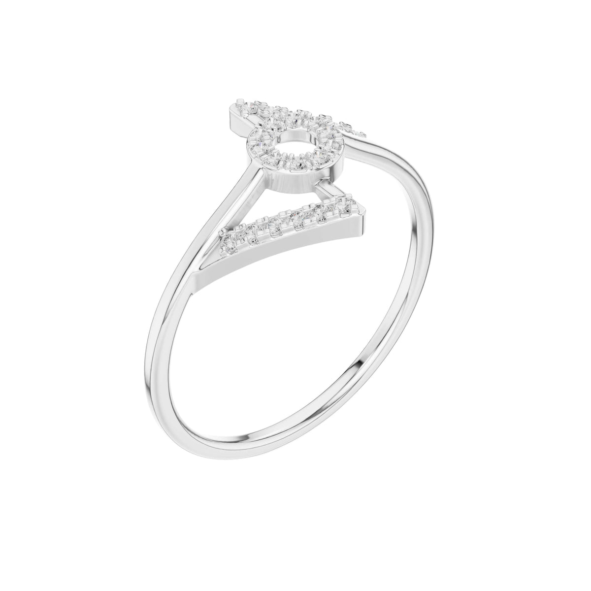 Open Circle Pave Lab Diamond Delicate Ring - View 6