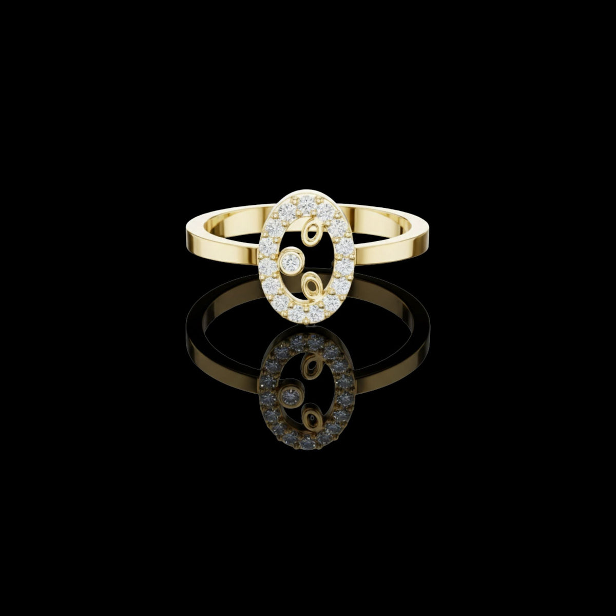 open oval shape halo round lab diamond statement ring
