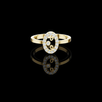 Open Oval Shape Halo Round Lab Diamond Statement Ring