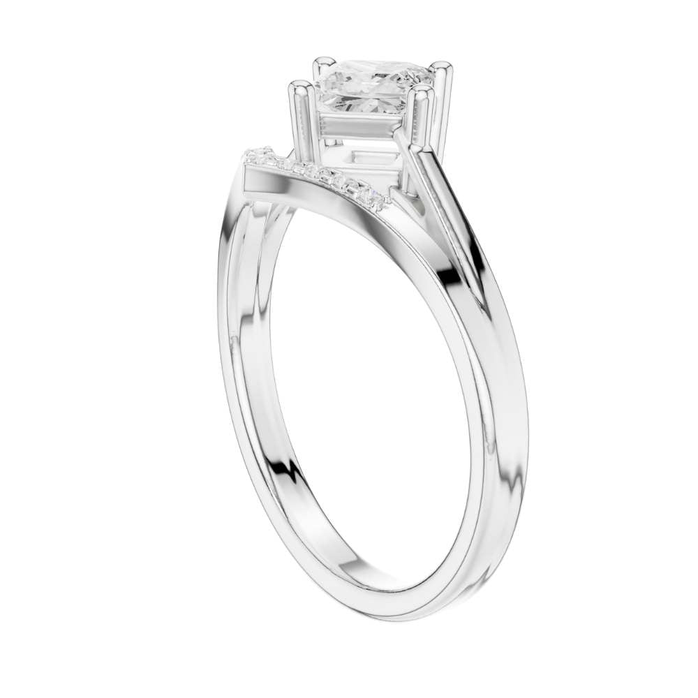 Princess Cut Moissanite Diamond Chevron Engagement Ring - View 12