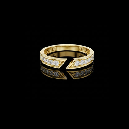 Round Cut Open Chevron Lab Diamond Stackable Wedding Band