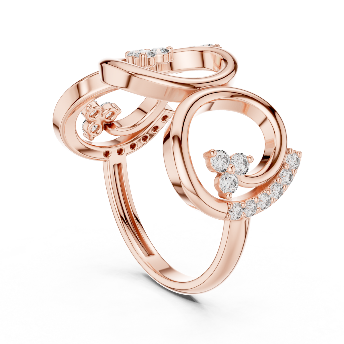 open circle pavé round lab diamond geometric statement ring - view 11