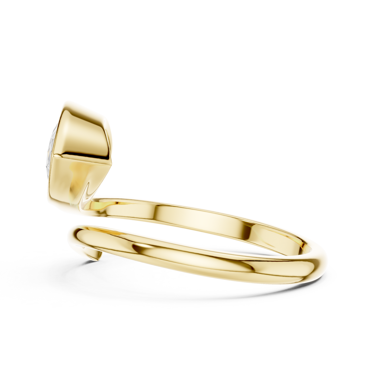 Pear Cut Bezel Solitaire Open Bypass Lab Diamond Ring - View 4