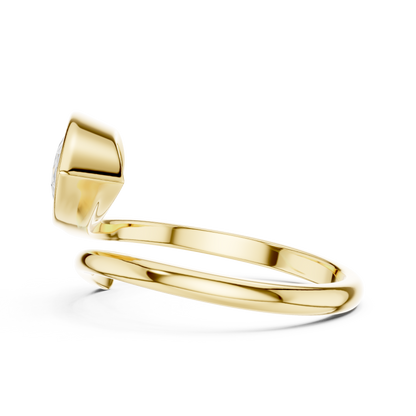 Pear Cut Bezel Solitaire Open Bypass Lab Diamond Ring - View 4