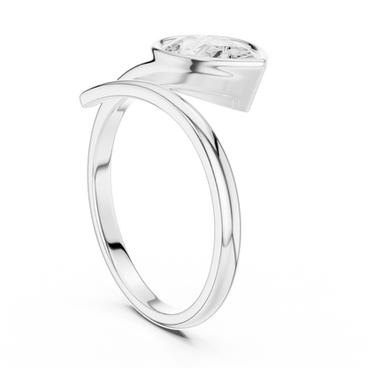 Pear Cut Bezel Solitaire Open Bypass Lab Diamond Ring - View 9