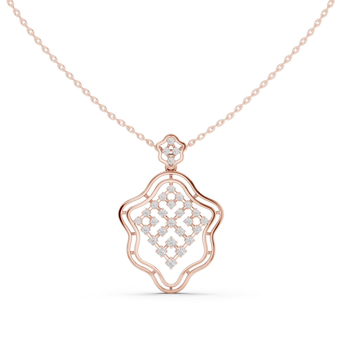 openwork quatrefoil moissanite pattern necklace - view 2