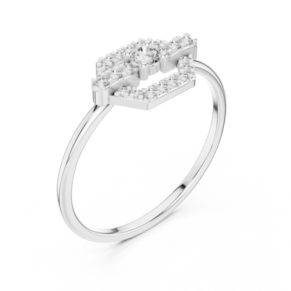 Hexagon Shape Pave Setting Round Lab Diamond Statement Engagement Ring - View 6