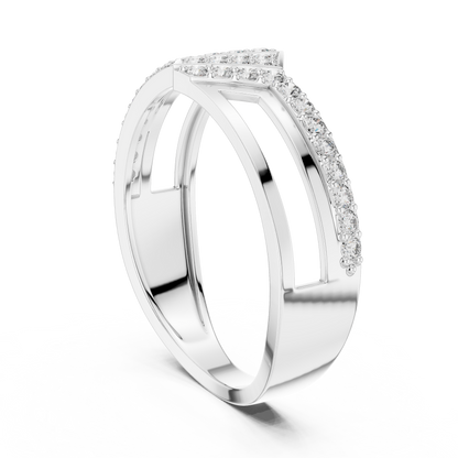 Round Lab Diamond Openwork Statement Ring Geometric Pave Band - View 9