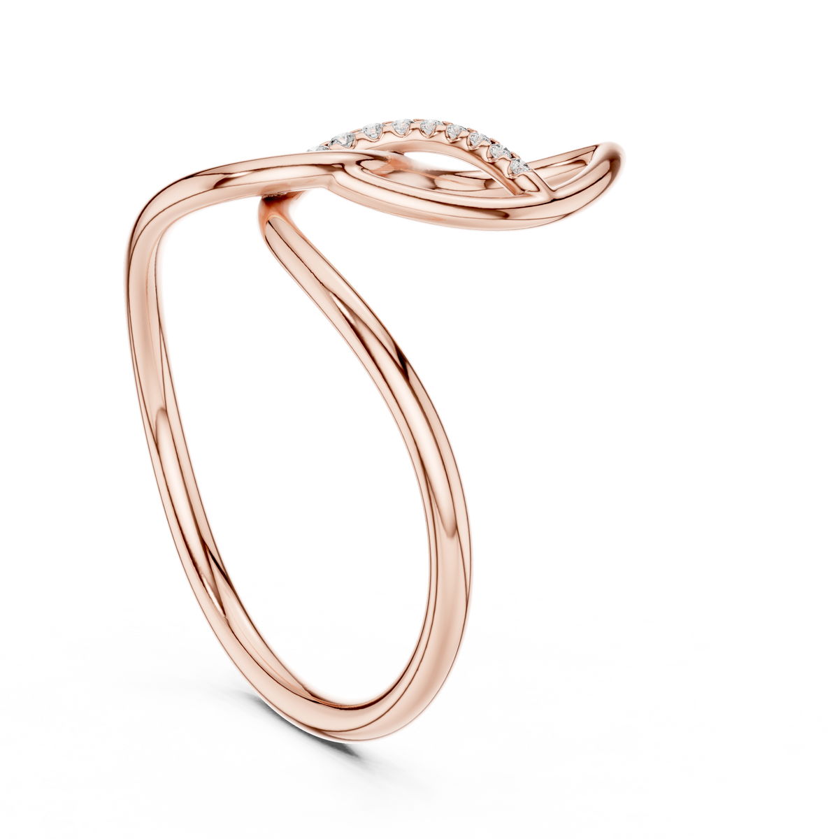Twisted Loop Round Moissanite Diamond Engagement Ring - View 6