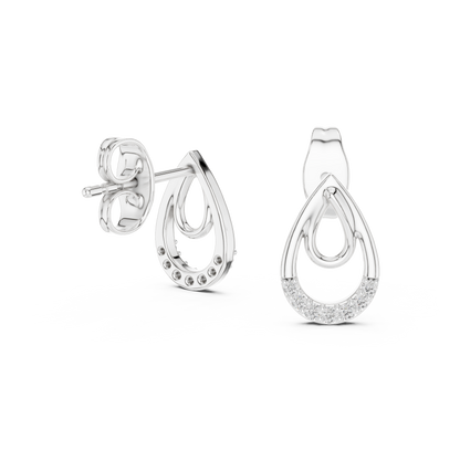 Iconic Loop Round Lab Diamond Stud Earrings with Interlinked Teardrop Elegance - View 9