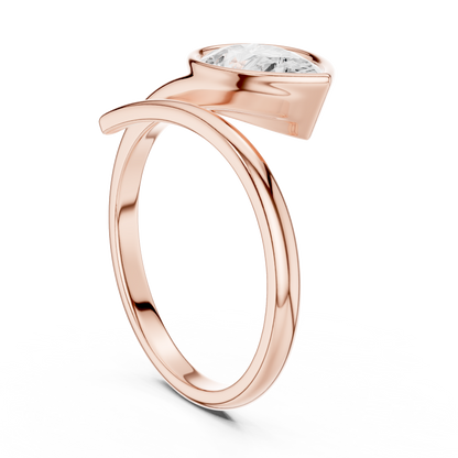 Pear Cut Bezel Solitaire Open Bypass Lab Diamond Ring - View 6
