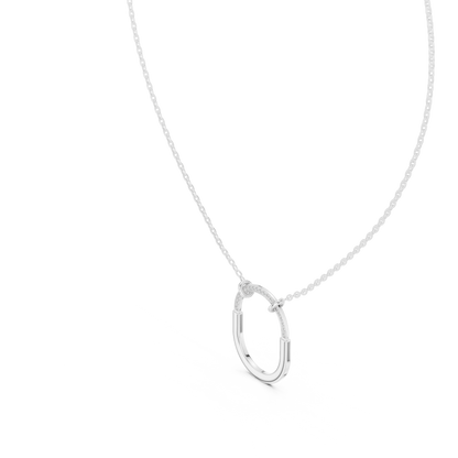 U Shape Hardware Pattern Statement Pendant with Round Moissanite Diamond - View 12