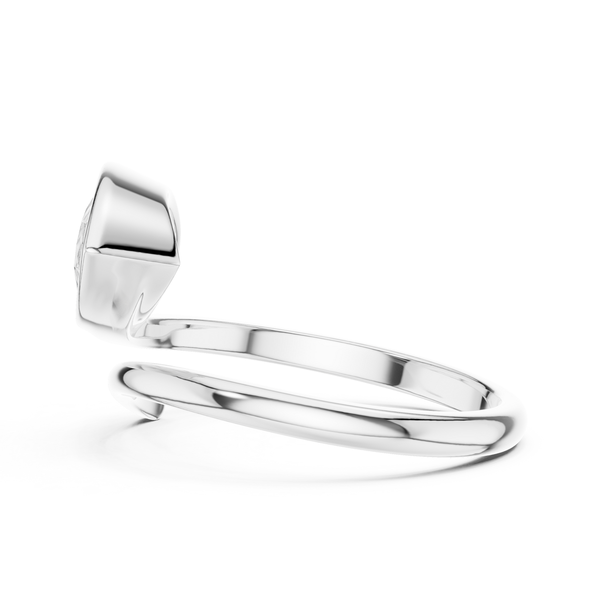 pear cut bezel solitaire open bypass lab diamond ring - view 10