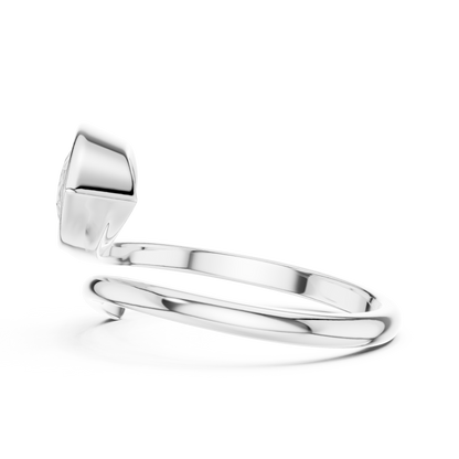 Pear Cut Bezel Solitaire Open Bypass Lab Diamond Ring - View 10