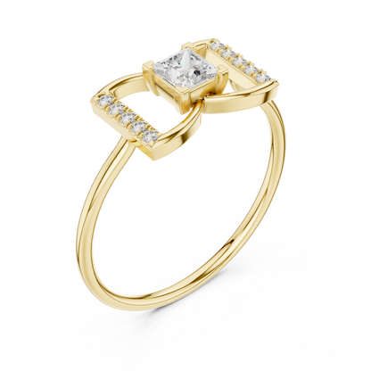Princess Cut Geometric Pave Split Shank Lab Diamond Ring - View 4