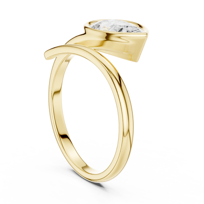Pear Cut Bezel Solitaire Open Bypass Lab Diamond Ring - View 3