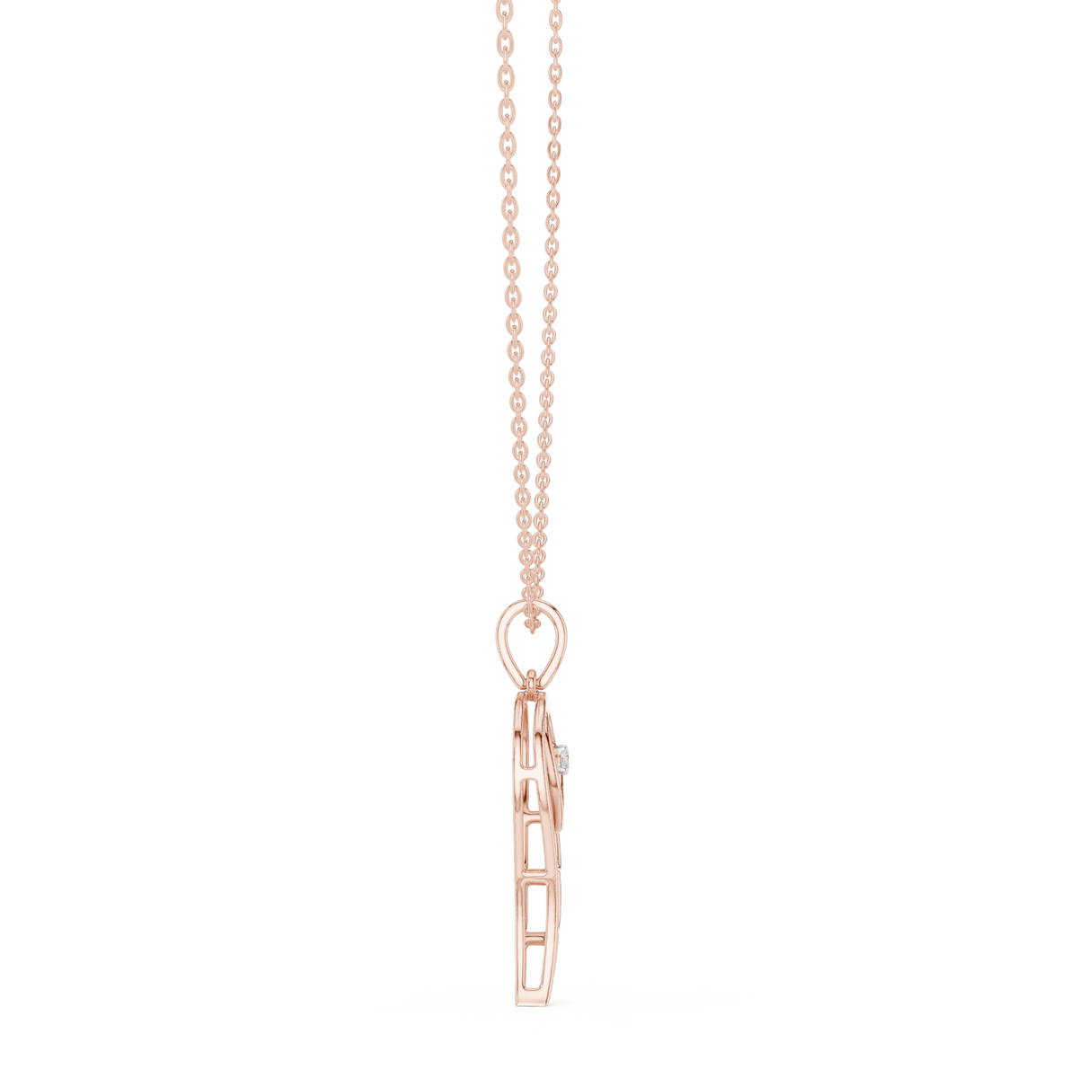 abstract spiritual silhouette charm pendant with round lab grown diamond - view 5