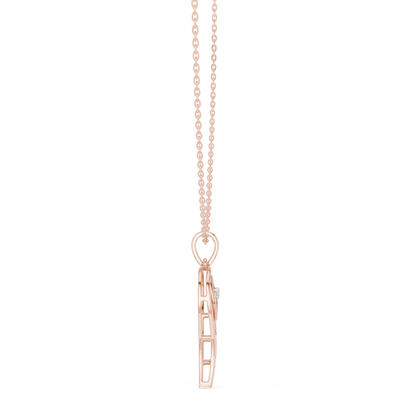 Abstract Spiritual Silhouette Charm Pendant with Round Lab Grown Diamond - View 5