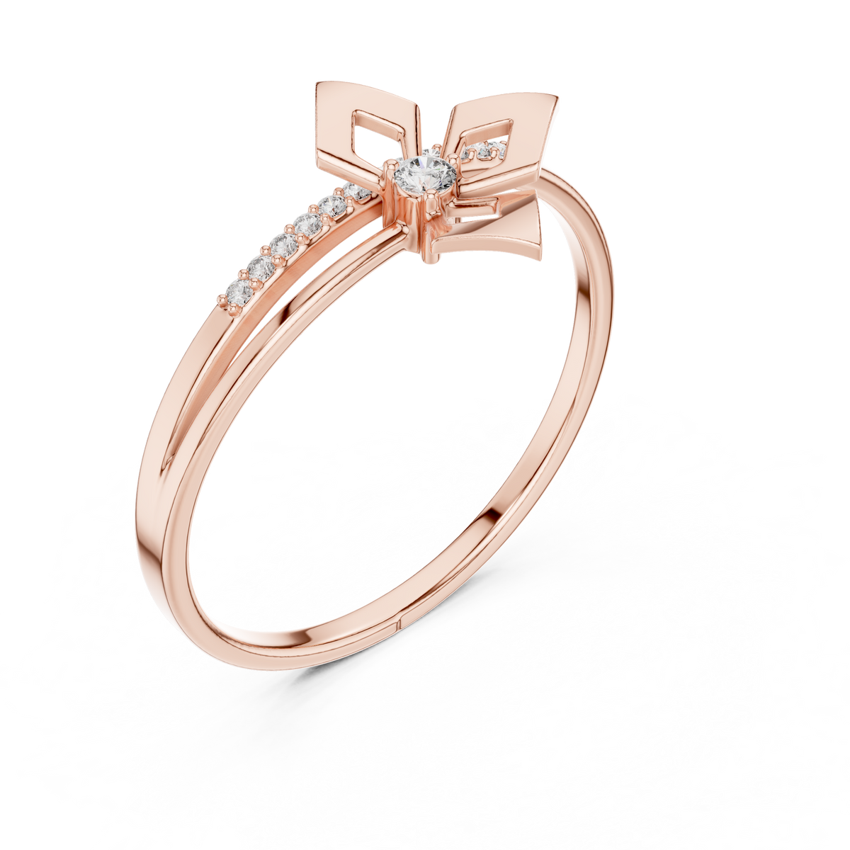 Geometric Lab Diamond Split Shank Engagement Ring - View 3