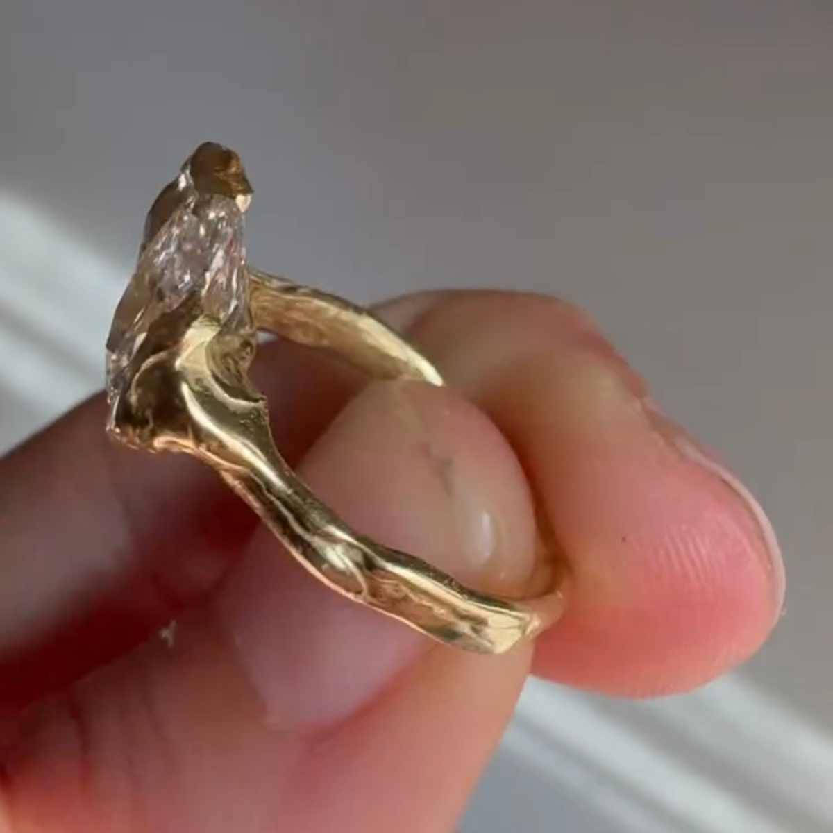 Oval Cut Lab Diamond Bezel Set Unique Style Solitaire Ring - View 5
