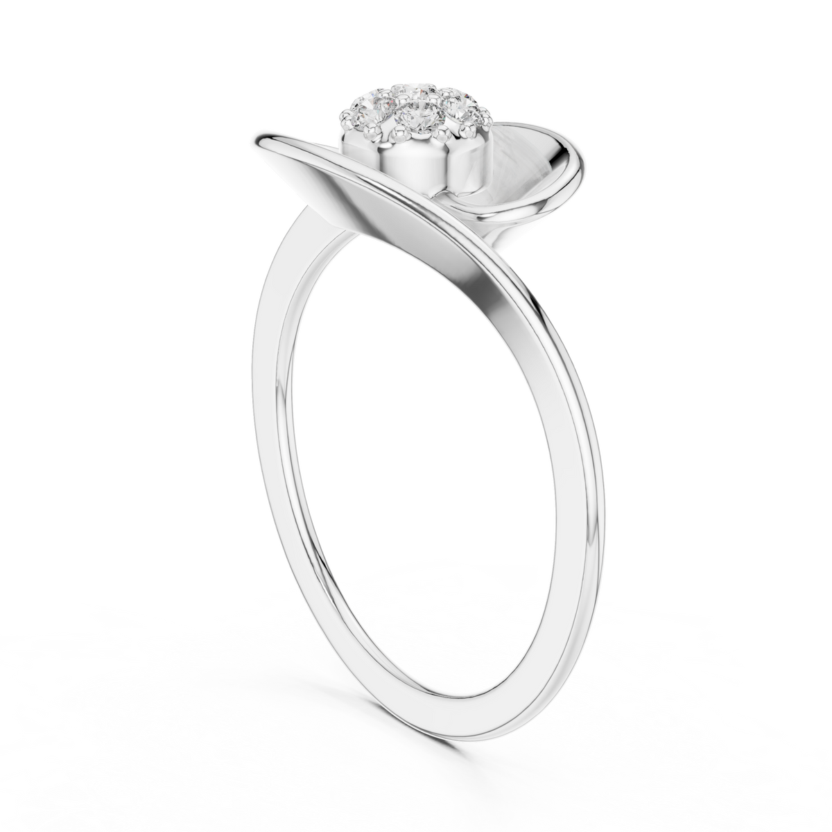 round lab diamond cluster abstract swirl statement ring - view 7
