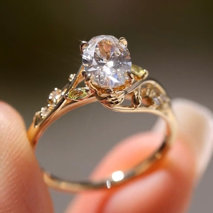 Nature Inspired Oval Lab Diamond Solitaire Delicate Ring - View 2