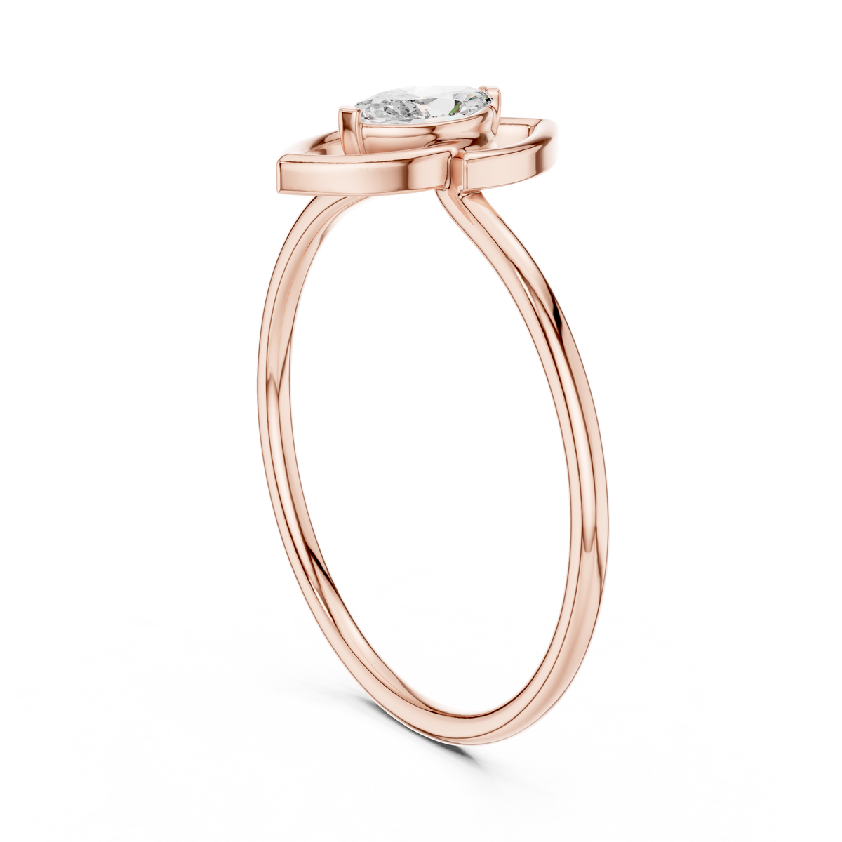 minimalist marquise solitaire lab diamond ring - view 11
