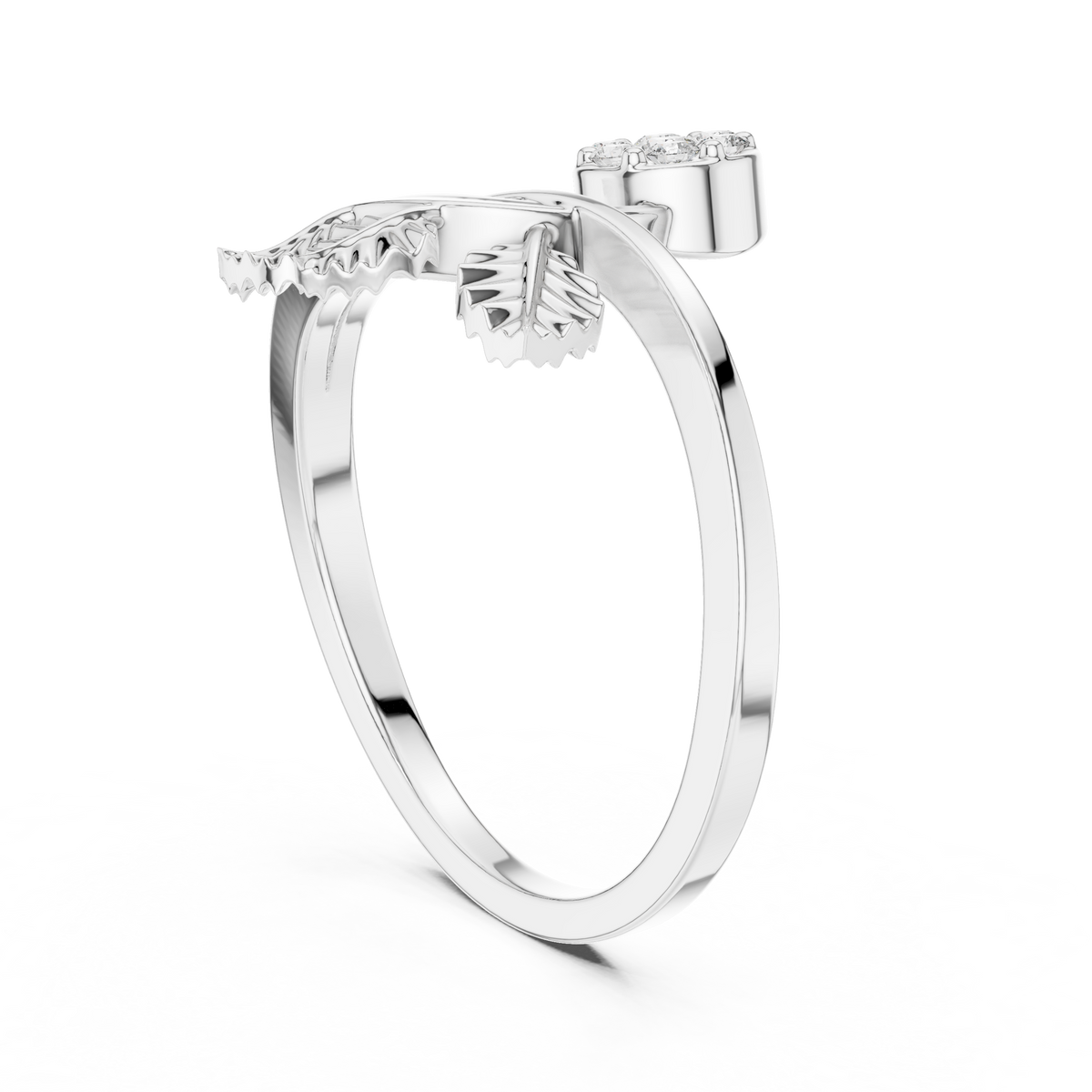 nature inspired lab diamond leaf delicate ring - view 7