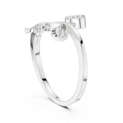 Nature Inspired Moissanite Diamond Leaf Delicate Ring - View 7