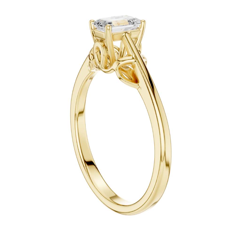 Emerald Cut Lab Diamond Solitaire Basket Ring - View 10