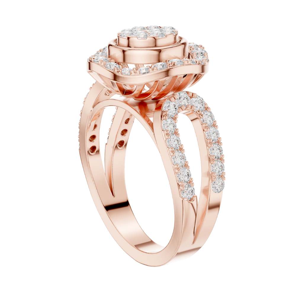 Cluster Round Cut Lab Diamond Split Shank Engagement Ring - View 11