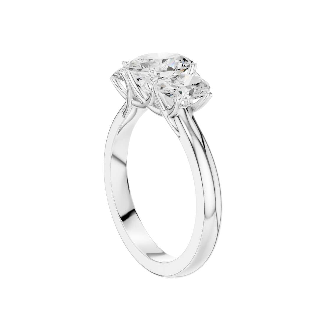 exclusive three stone oval lab diamond ring - view 12