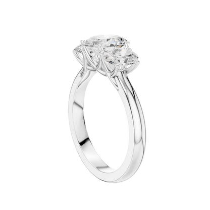 Exclusive Three Stone Oval Lab Diamond Ring - View 12