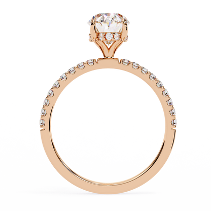 Micro Pave Oval Lab Diamond Solitaire Engagement Ring - View 6