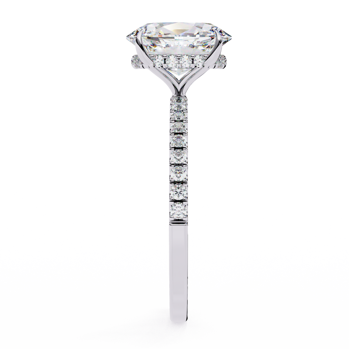 micro pave oval lab diamond solitaire engagement ring - view 9