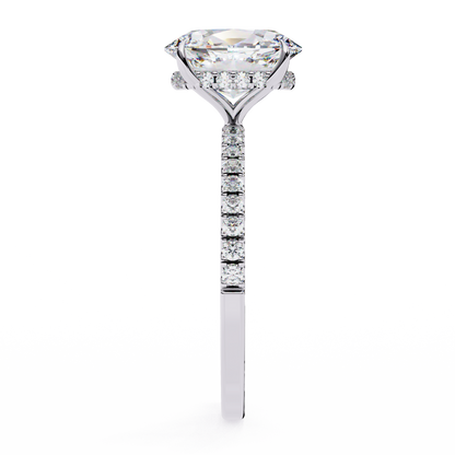Micro Pave Oval Lab Diamond Solitaire Engagement Ring - View 9