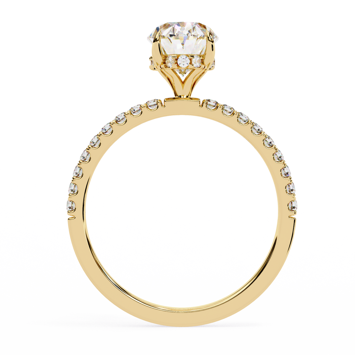 Micro Pave Oval Lab Diamond Solitaire Engagement Ring - View 5