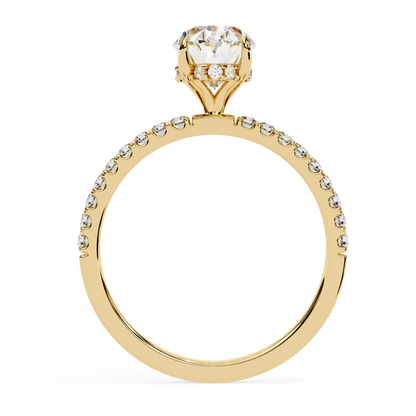 Micro Pave Oval Lab Diamond Solitaire Engagement Ring - View 5