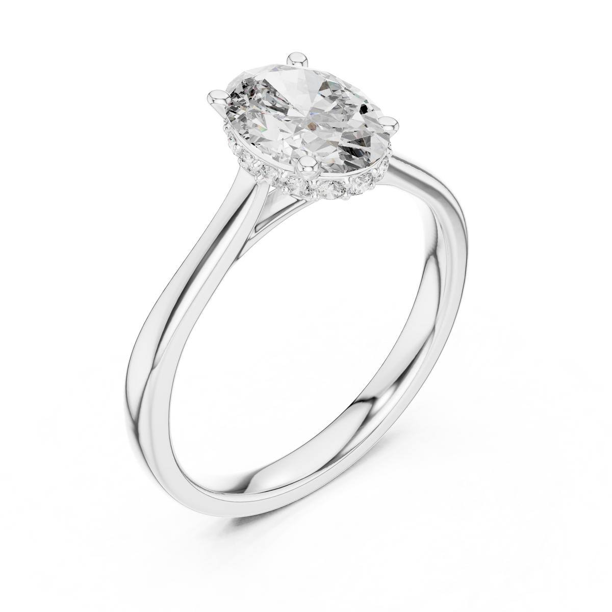 Solitaire Oval Cut Lab Diamond Engagement Ring - View 8